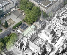 Luftbildcollage Burgplatz 1910 und 2024