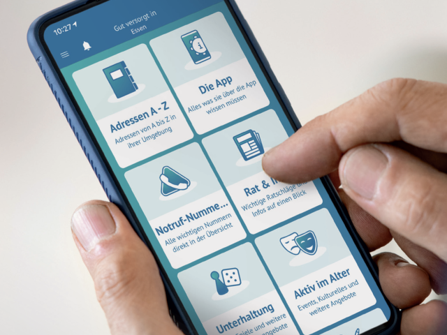 App auf Smartphone "Gut Versorgt in Essen"