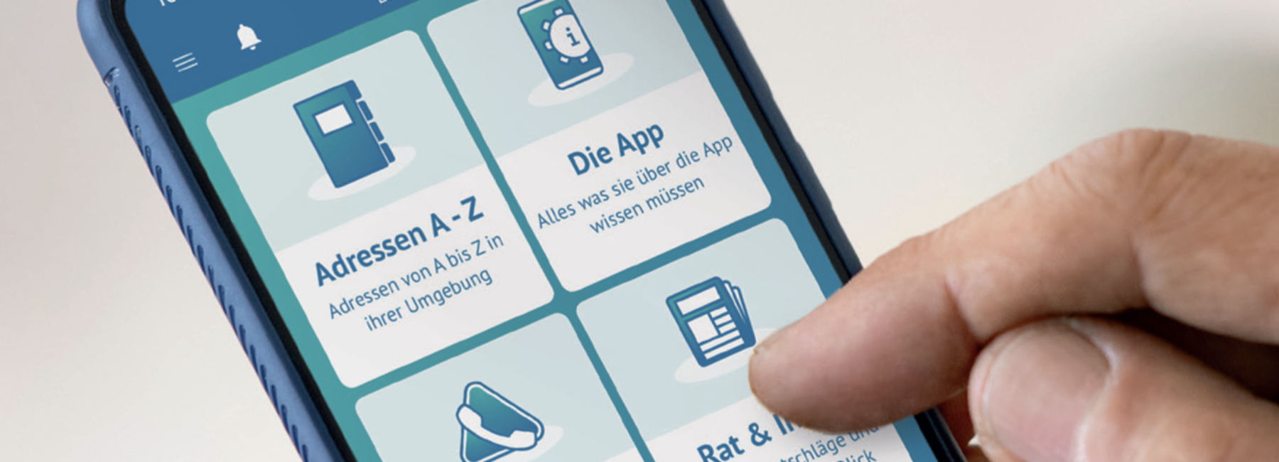 App auf Smartphone "Gut Versorgt in Essen"