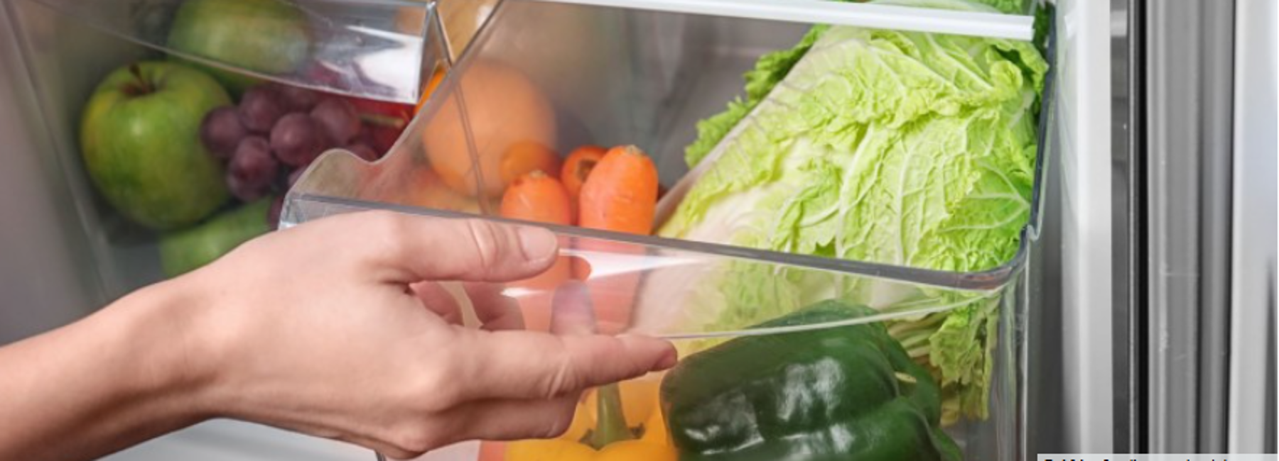 Foto: Menschliche Hand holt Lebensmittel aus dem Kühlschrank