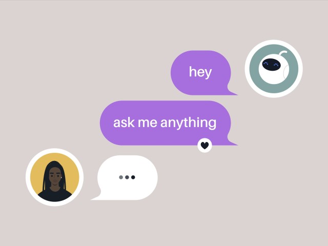 Grafik: Chatverlauf zwischen einem Chatbot und einem Menschen
