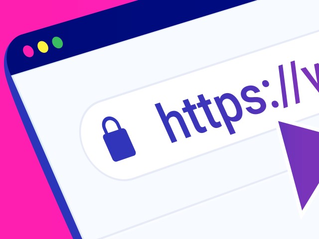 Grafik: Webseite auf einem Mobilgerät und ein Cursor auf der URL