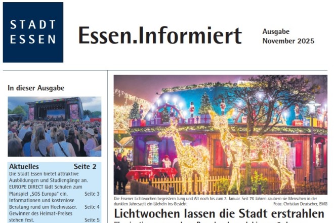 Titelseite der Ausgabe November 2025 des Amtsblattes Essen.Informiert