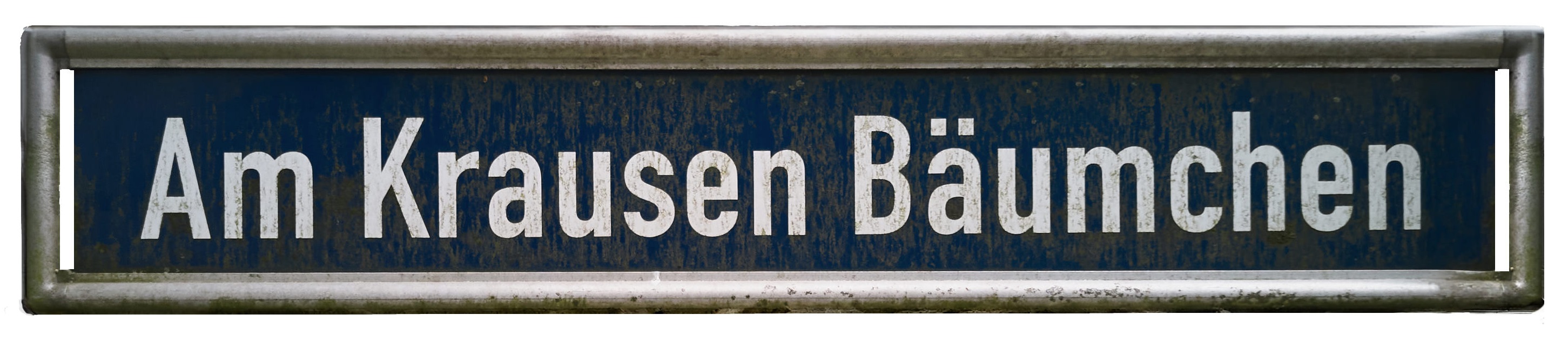 Foto: Straßenschild Am Krausen Bäumchen. Am Krausen Bäumchen steht in Essen für ein Ziel, das noch nicht erreicht wurde