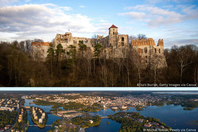 Impressionen der Stadtbilder von Trenč&iacute;n und Oulu