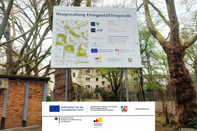 Bauschild: Neugestaltung Eltingplatz