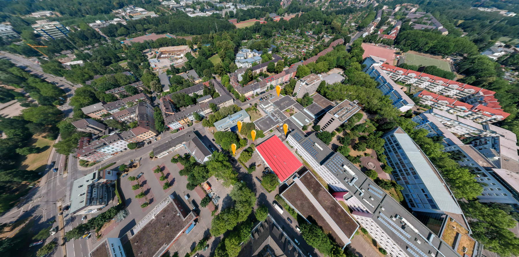 Blick von oben auf das Studieninstitut f&uuml;r kommunale Verwaltung