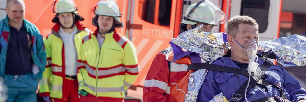 Foto: Ein Einsatz des Rettungsdienstes auf dem Hof der Feuerwache Mitte 