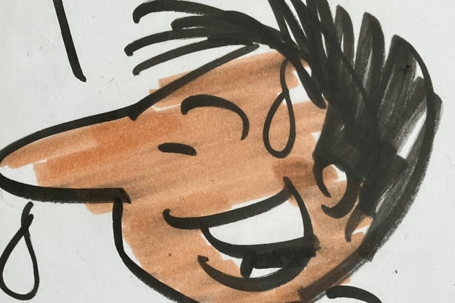 eine gezeichnete Figur mit schwarten Haaren spielt Gitarre