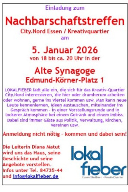 Einladung zum Nachbarschaftstreffen Kreativquartier City.Nord