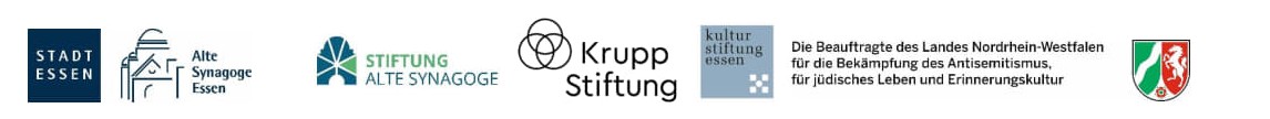 Logos Alte Synagoge, Stiftung Alte Synagoge, Krupp Stiftung, Kulturstiftung Essen, Beauftragte des Landes NRW für die Bekämpfung des Antisemitismus, für jüdisches Leben und Erinnerungskultur