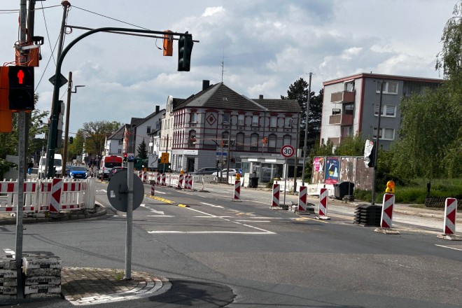 Foto: Sicht auf die Baustelle Bochumer Landstraße Ecke Sachsenring 