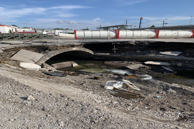 Foto: Blick auf den Deilbach nach dem Hochwasser 2021