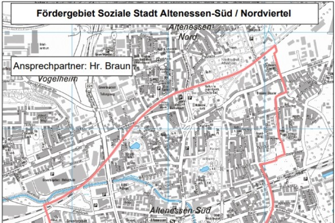 Karte des Fördergebietes Altenessen-Süd / Nordviertel