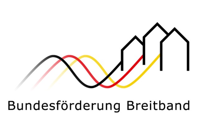 Logo und Schriftzug: Bundesförderung Breitband