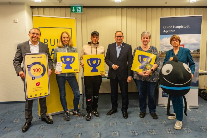 Europäische Mobilitätswoche: Siegerehrung der Bonus Mobil Challenge im Rathaus.