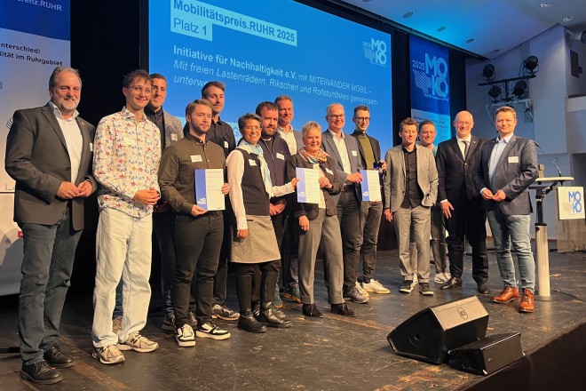 Die Gewinner*innen des Mobilitätspreises.Ruhr 2025.