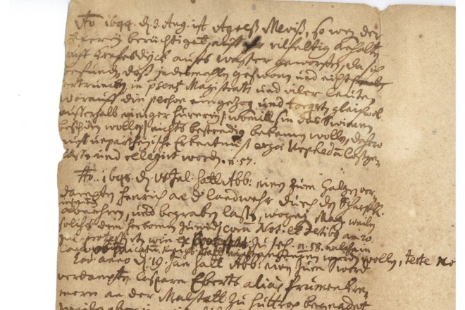 Foto: Protokollabschrift eines Hexenprozesses im Jahr 1644