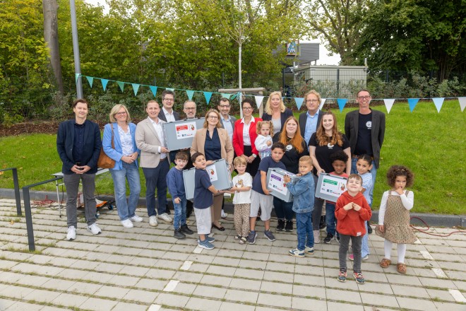 B&uuml;rgermeisterin Julia Jacob bei der Er&ouml;ffnung der Kita Hubertstra&szlig;e.